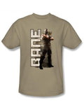 Dark Knight Bane in sewer graphic on a sand adult t-shirt.