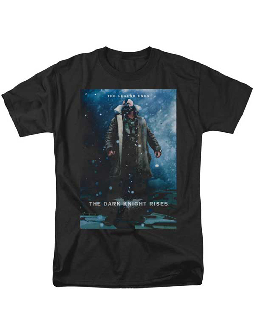 Dark Knight villain poster graphic on a black adult t-shirt.