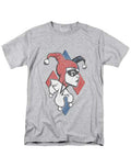 Profiling graphic on a heathered athletic grey adult t-shirt.