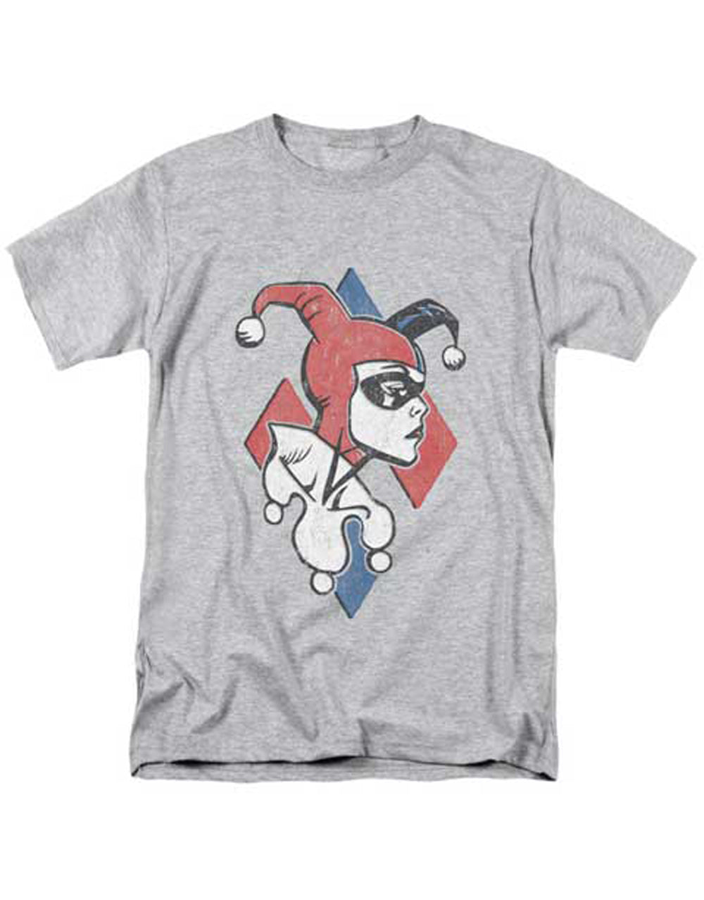 Profiling graphic on a heathered athletic grey adult t-shirt.
