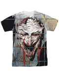 Villain smile graphic on a white adult t-shirt.