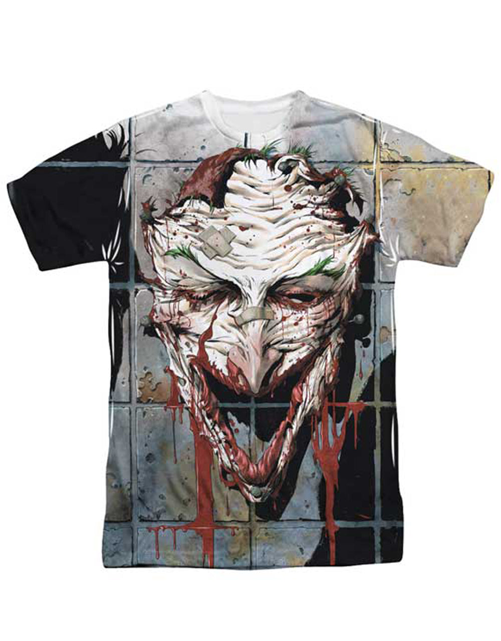 Villain smile graphic on a white adult t-shirt.