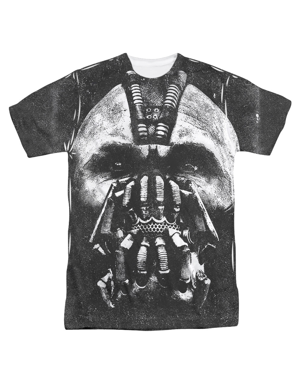 Dark Knight Bane head graphic on a white adult t-shirt.
