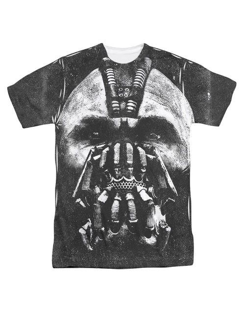Dark Knight Bane head graphic on a white adult t-shirt.