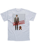 Mr Bean the unusual suspects graphic on a grey adult t-shirt.