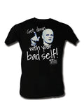 Bill & Teds Bogus Journey get down graphic on a black adult t-shirt.