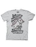 The Big Bang Theory "Soft Kitty" lullaby song illustration on a grey adult t-shirt.