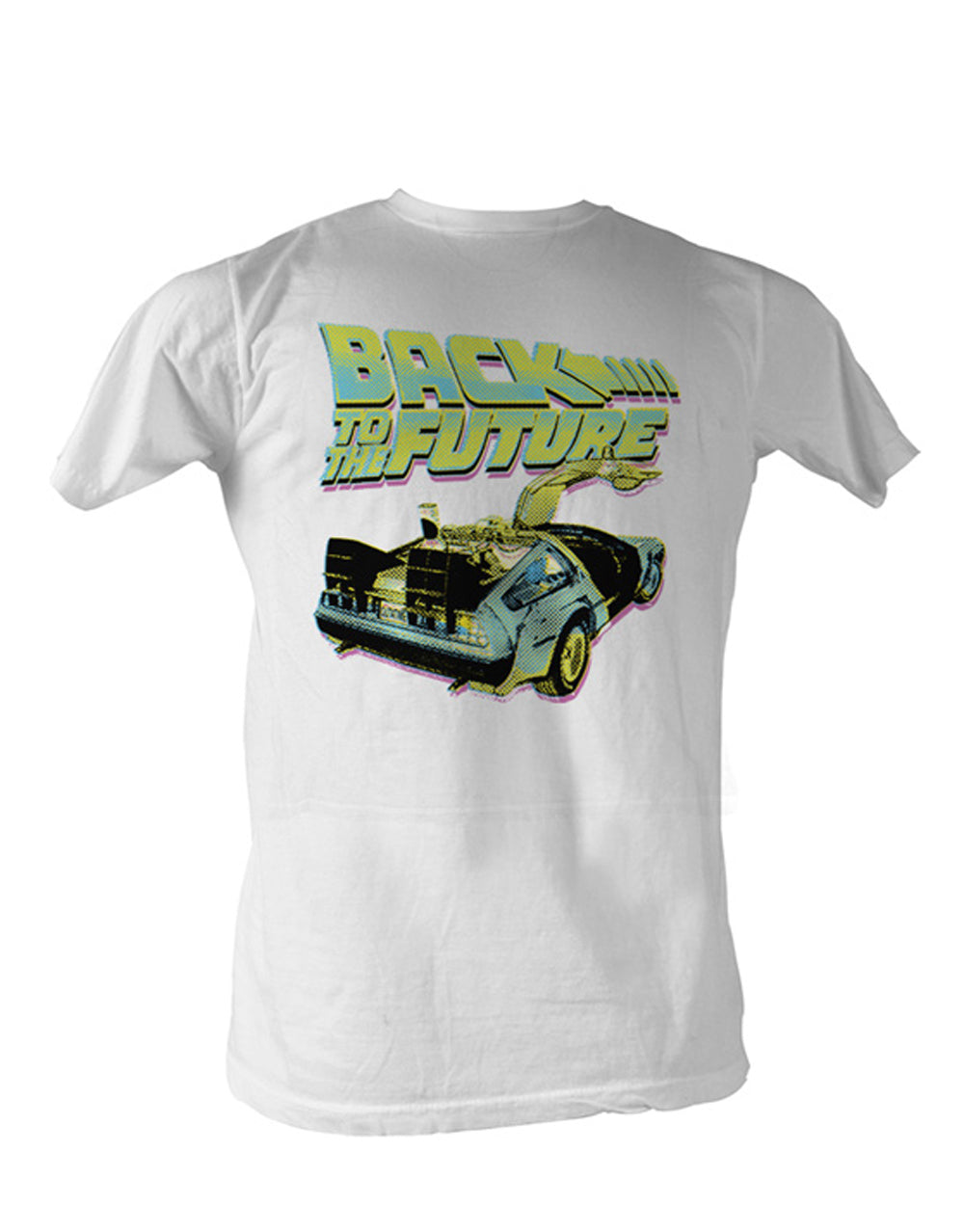 Back to the Future DeLorean neon white t-shirt for adults