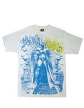Batman avenge graphic on a white adult t-shirt.