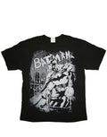 Batman perched bat graphic on a black adult t-shirt.