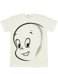 Casper the friendly ghost face graphic on a white adult t-shirt.