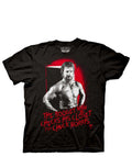 Chuck Norris "boogie man" joke graphic on a black adult t-shirt.