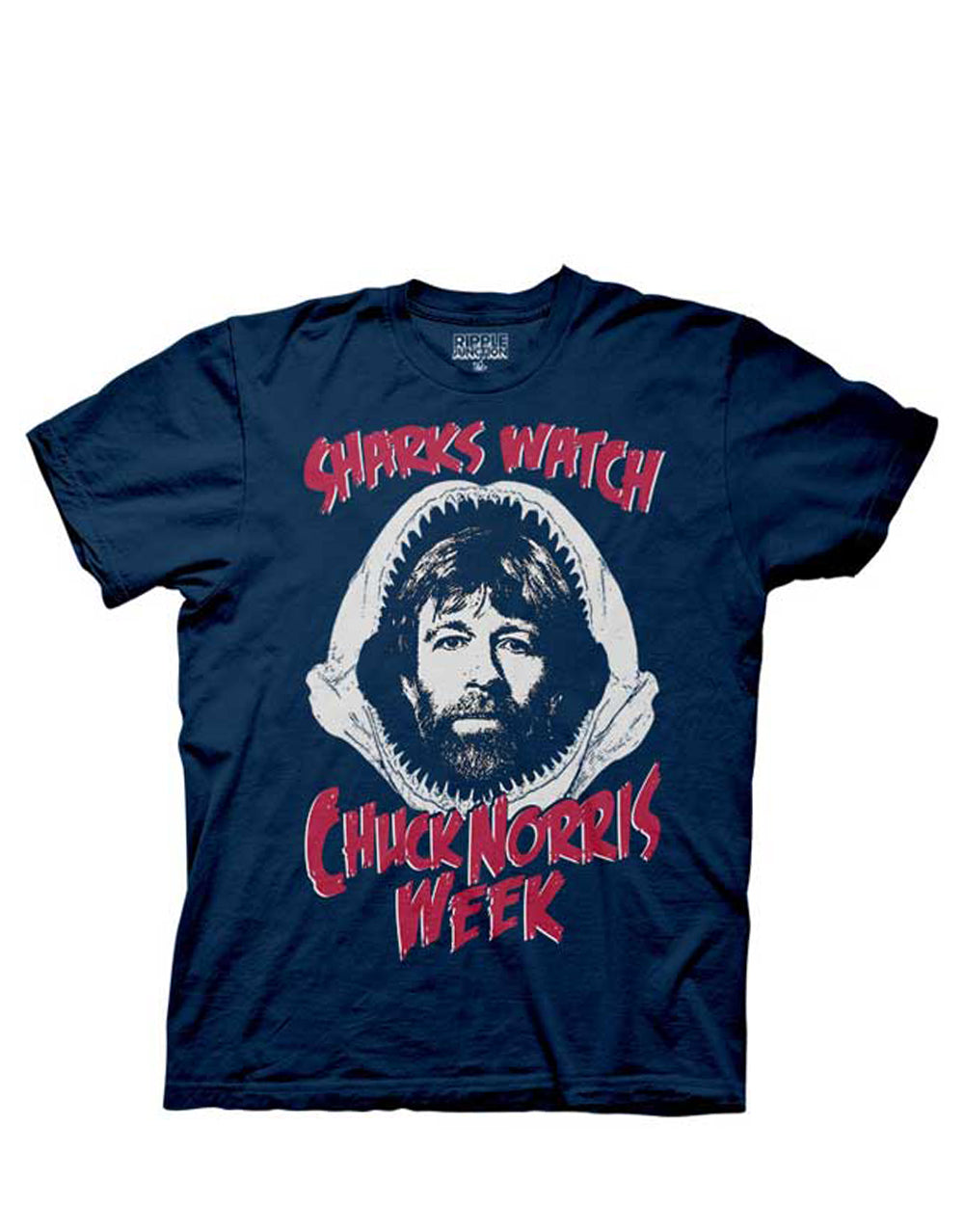 Chuck Norris calendar week schedule humor graphic on a navy blue adult t-shirt.