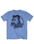 CHiPs heathered graphic on a light blue adult t-shirt.