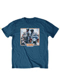 CHiPs Ponch and John graphic on a blue adult t-shirt.