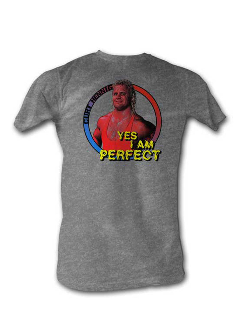 WWE Mr Perfect yes I am graphic on a grey adult t-shirt.