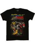Street Fighter zombie fight graphic on a black adult t-shirt.