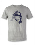 Conan the Barbarian sketch graphic on a heathered grey adult t-shirt.