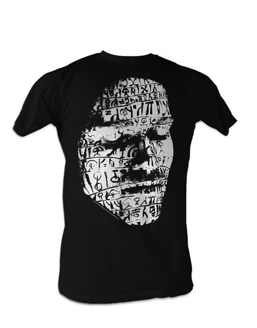 Conan face graphic on a black adult t-shirt.