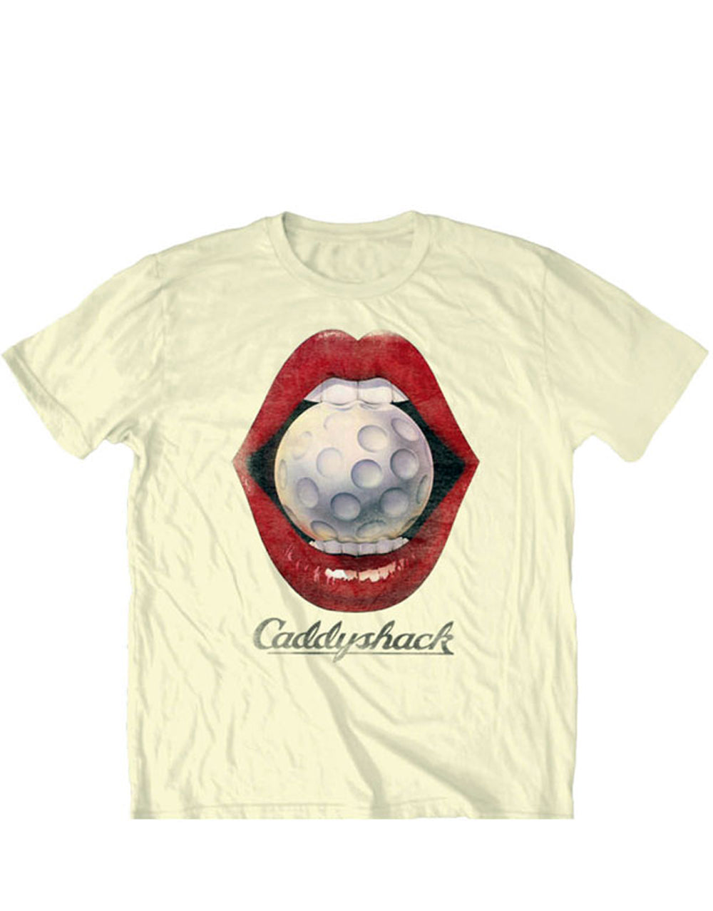 Caddyshack vintage movie poster banana graphic on a cream adult t-shirt.