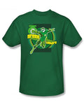 Lantern with ring graphic on a green adult t-shirt.