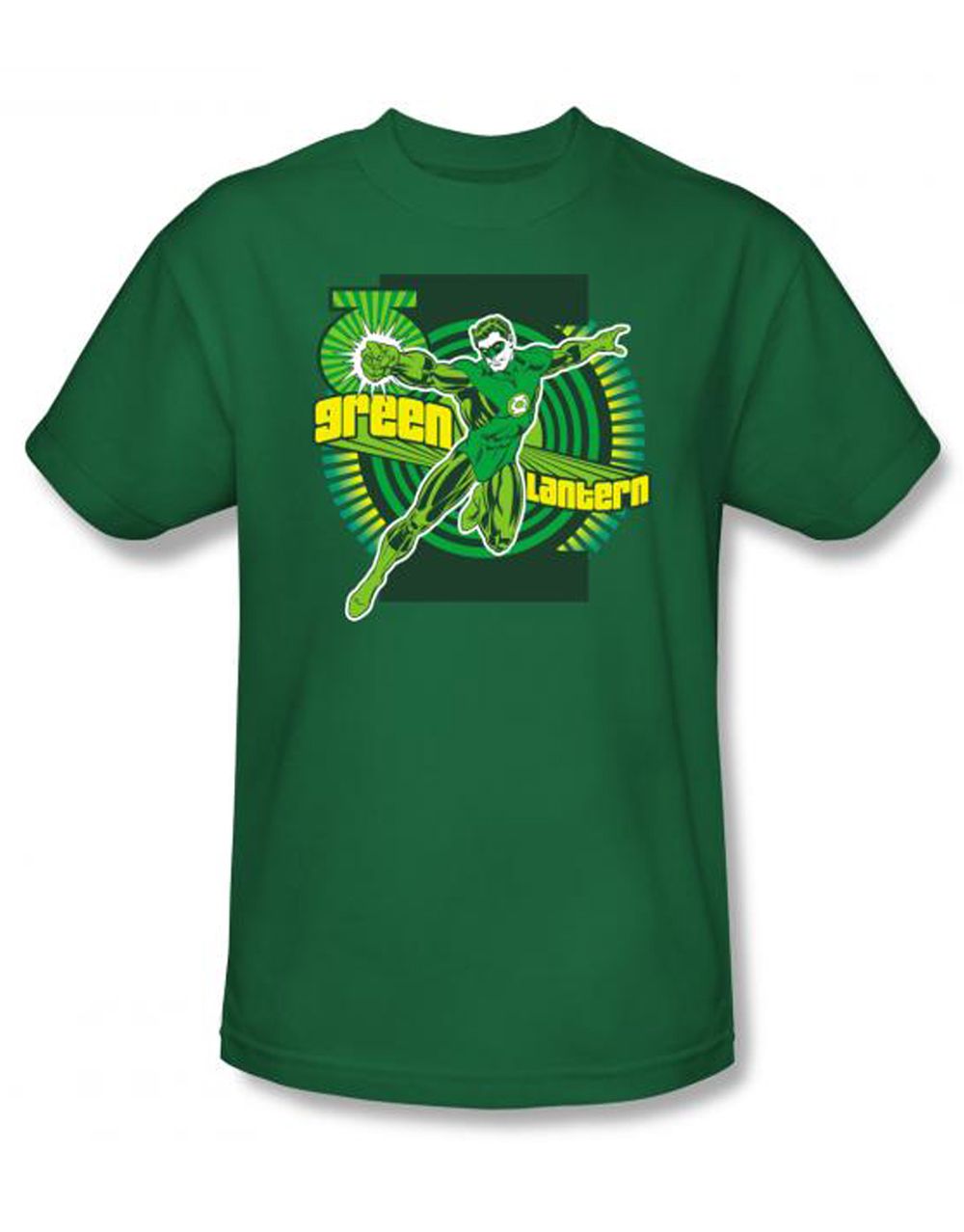 Lantern with ring graphic on a green adult t-shirt.