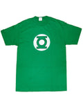 Symbol distressed graphic on a green adult t-shirt.