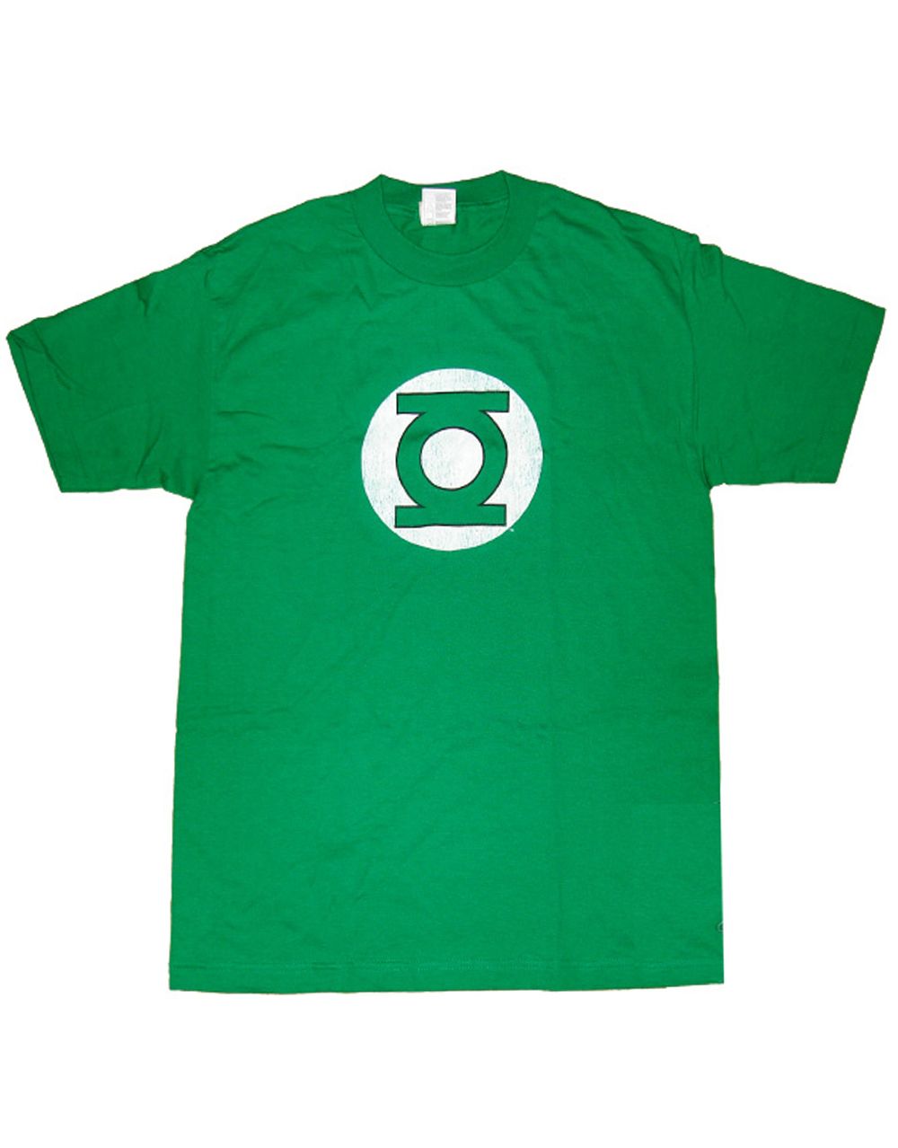 Symbol distressed graphic on a green adult t-shirt.