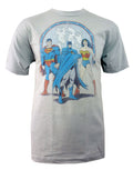 DC Comics trio faces graphic on a silver grey adult t-shirt.