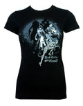DC Comics bad girls are good graphic on a black women's t-shirt.