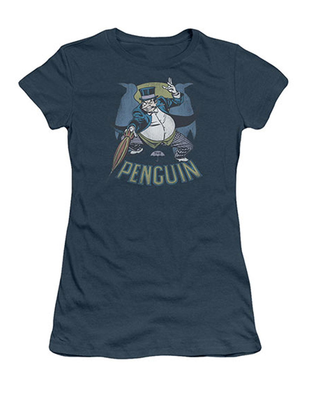 The Penguin DC villain graphic on a black women's t-shirt.