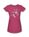 Harley Quinn DC Comics villain graphic on a hot pink women's t-shirt.