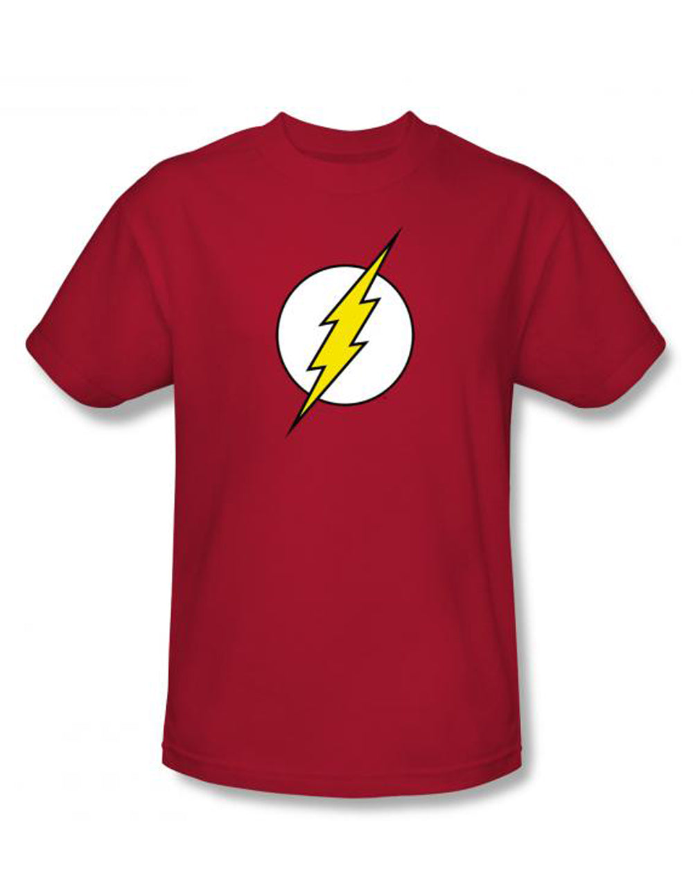 Flash logo graphic on a red adult t-shirt.