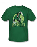 Lantern action graphic on a green adult t-shirt.