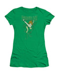 Poison Ivy DC Comics graphic on a green women's t-shirt.