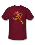 Flash jetstream graphic on a maroon adult t-shirt.