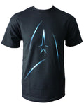Star Trek delta shield graphic on a black adult t-shirt.