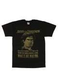 Army of Darkness him graphic on a black adult t-shirt.