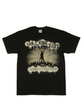 Army of Darkness hail graphic on a black adult t-shirt.