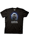 You never forget your first Doctor graphic on a black adult t-shirt.