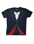 12th Doctor outfit graphic on a navy blue adult t-shirt.