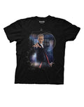 12th Doctor regeneration graphic on a black adult t-shirt.