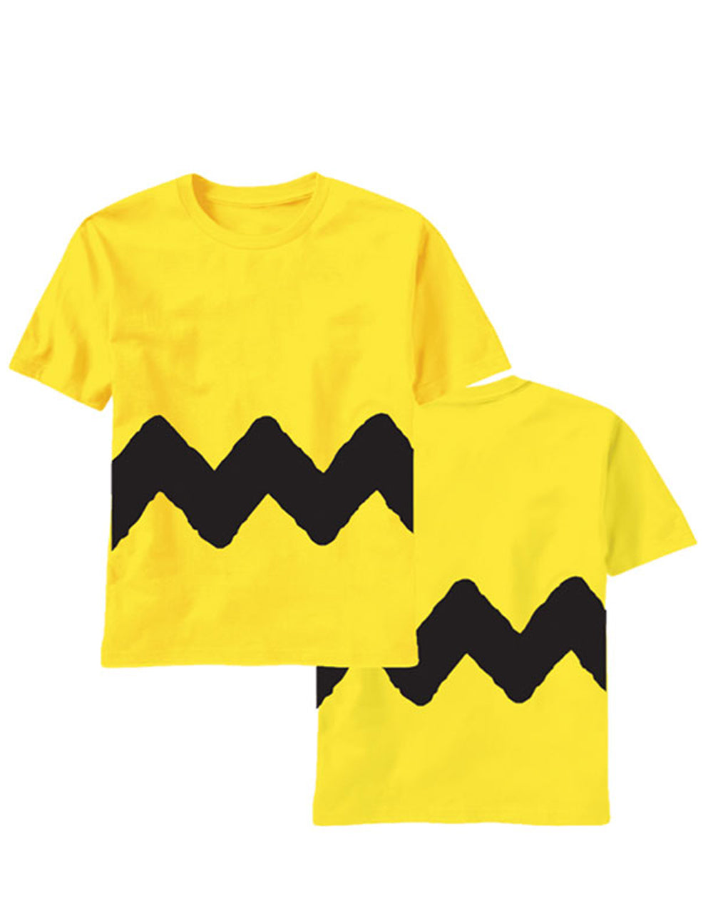 Charlie Brown costume graphic on a yellow adult t-shirt.