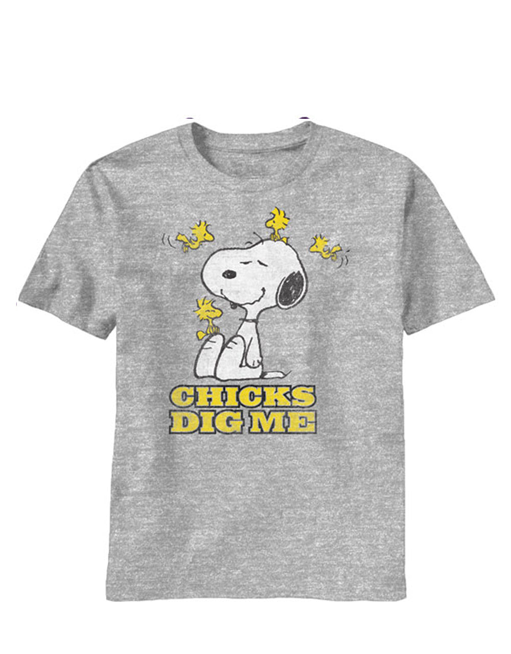 Chicks dig me graphic on a heathered light grey adult t-shirt.
