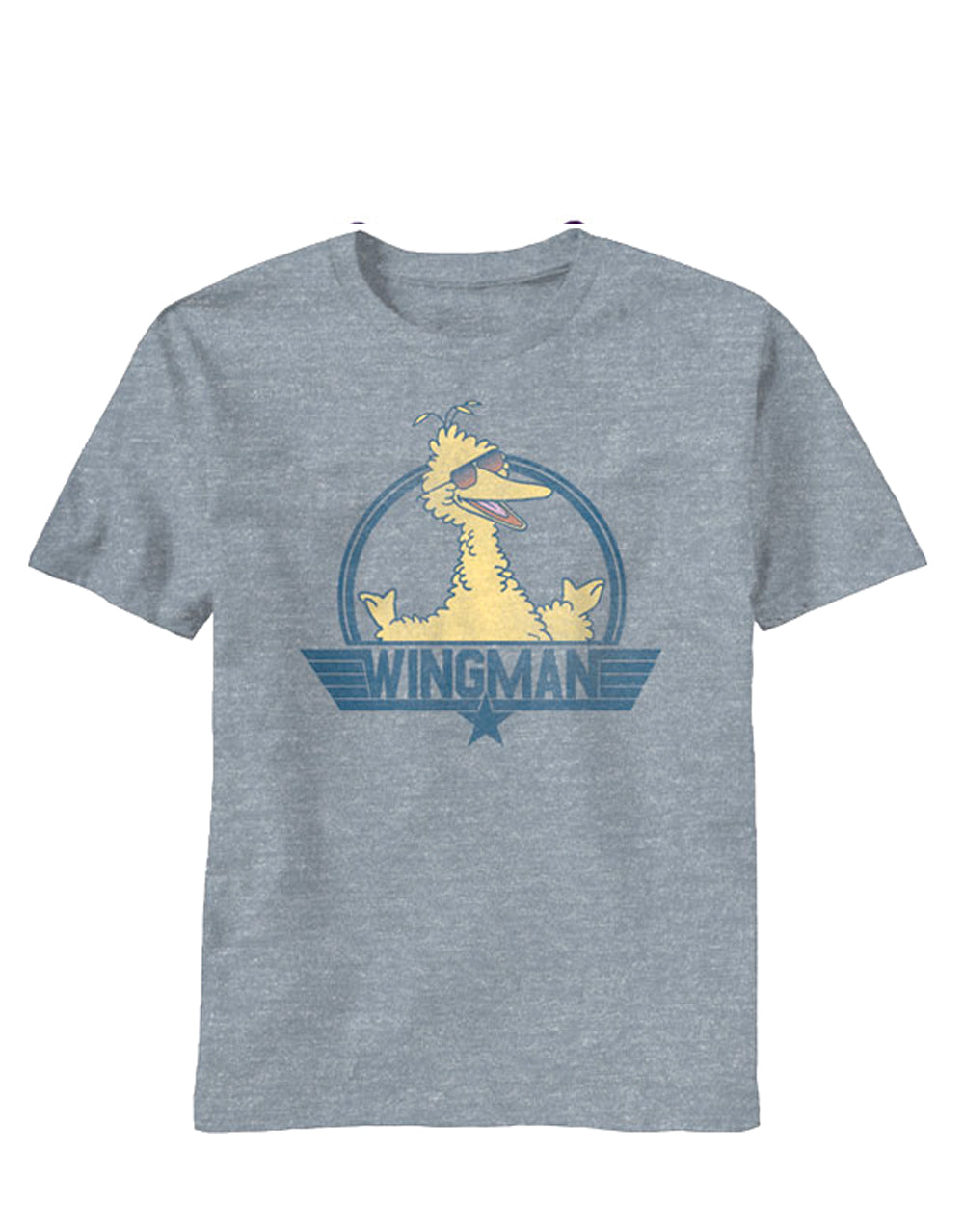 Wingman Big Bird graphic on a heathered light grey adult t-shirt.