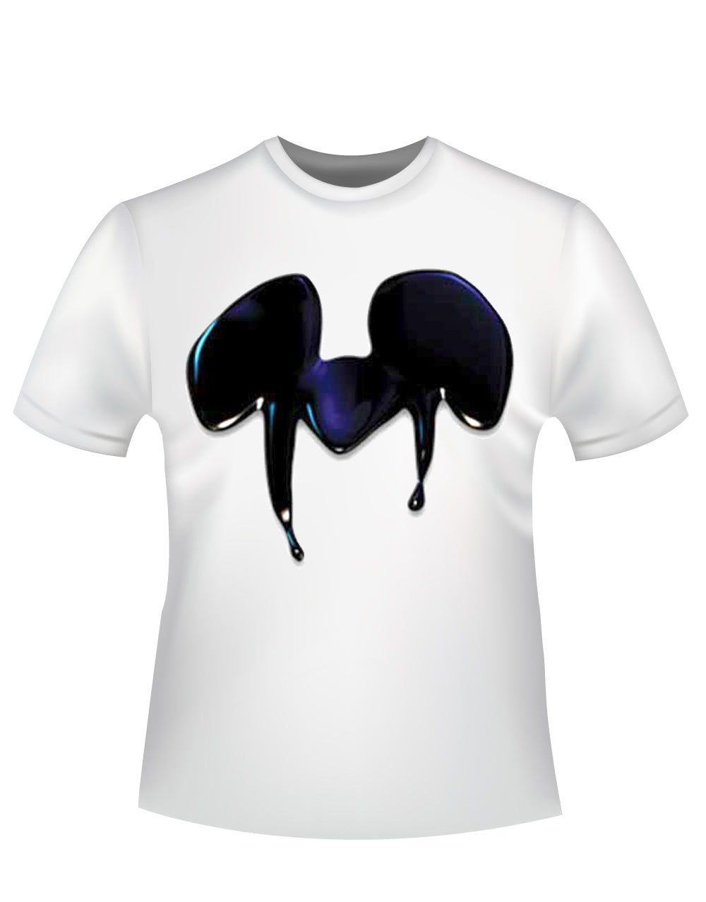 Mickey ears drip graphic on a white adult t-shirt.