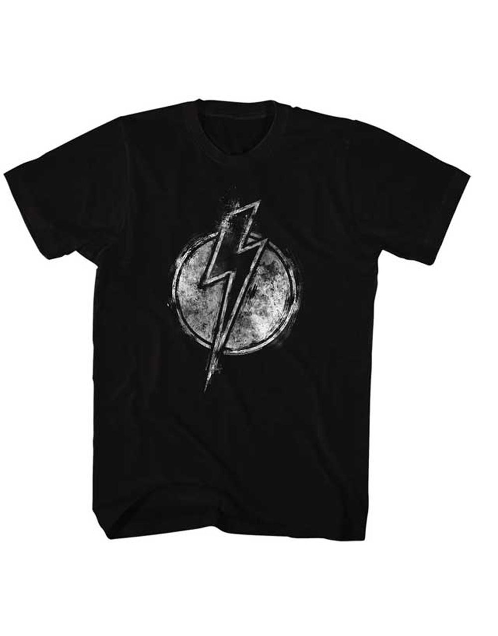 Adult black t-shirt featuring the Flash Gordon logo drawn in a white chalkboard style.