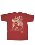 Ferris Bueller sausage king graphic on a heathered red adult t-shirt.