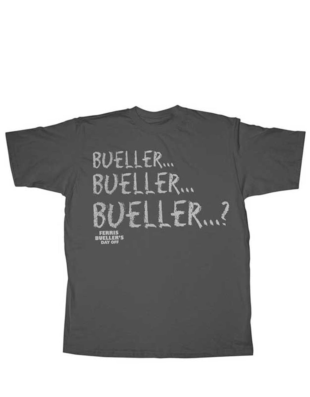 Ferris Bueller skiver graphic on a dark grey adult t-shirt.