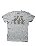 Save Ferris graphic on a grey adult t-shirt.